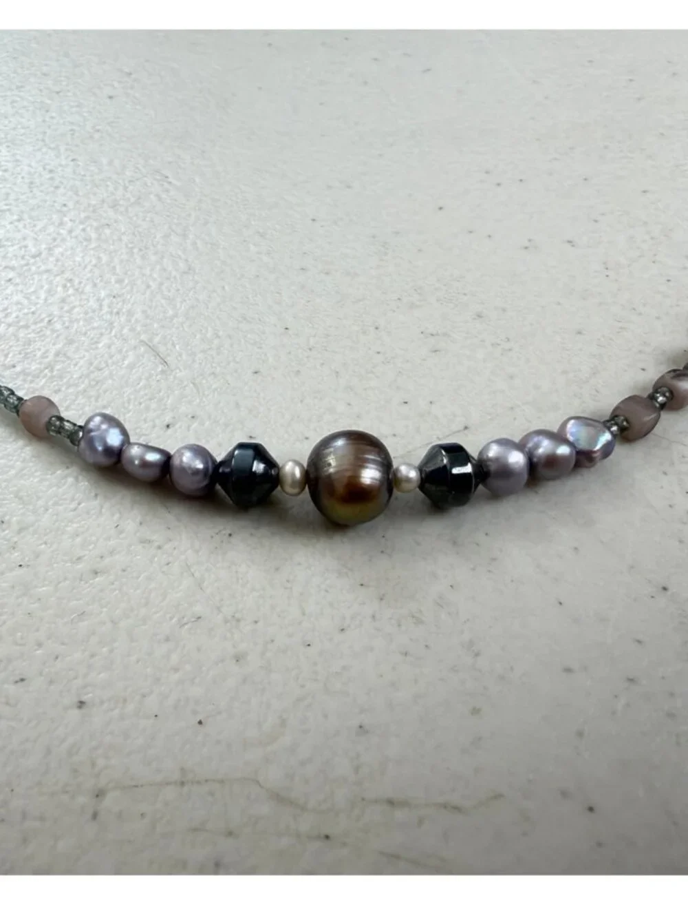 SILPADA N1784 VINTAGE STERLING 925 FRESHWATER PEARL HEMATITE TOGGLE NECKLACE - Picture 3 of 7